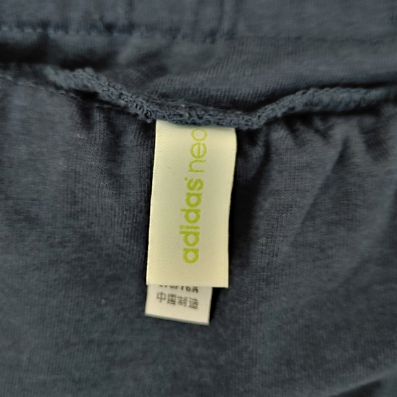 Adidas Neo Harem Cropped Pants Sweatpants Size Small Blue White Stripes - Picture 9 of 10